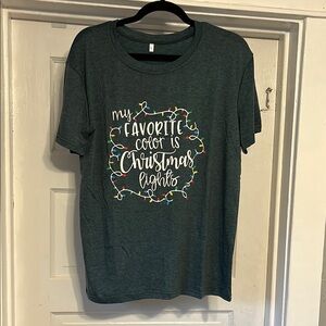 Christmas T-shirt Womens Large My Favorite Color is Christmas Lights NEW Blue Gr